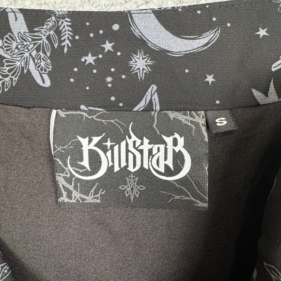 KILLSTAR‎ Skirt Womens S Black Luella Bias Midi Celestial Pentagram Goth Witchy - Picture 6 of 11